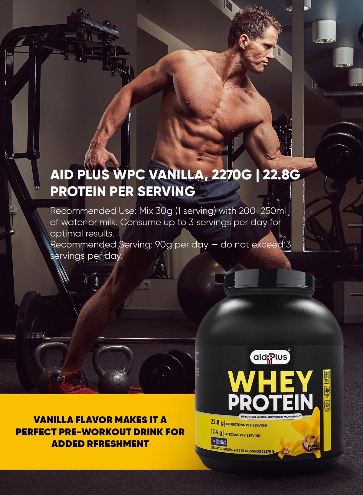 Wpc Vanilla, 2270G | 75G Protein Per Serving | Whey Protein Concentrate For Muscle Growth & Recovery | Gluten-Free & Lactose-Free