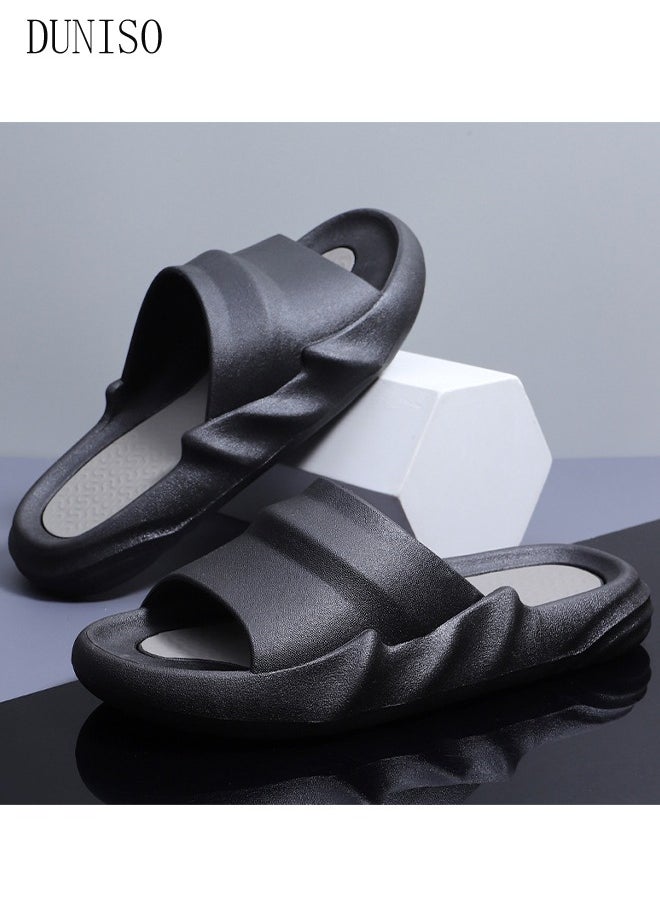 DUNISO - Men's Bath slippers Quick Drying Slide Sandal with Thick Sole Non-Slip Soft Shower Slippers Open Toe Spa Bath Pool Gym House Sandals for Indoor & Outdoor - Image 1