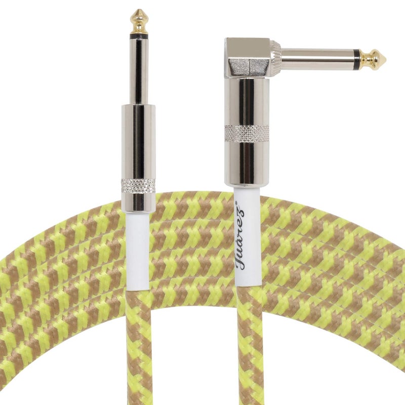 Juarez كابل آلة موسيقية JAG130YL لجيتار البيس الكهربائي كابل جيتار بزاوية صحيحة حماية احترافية من الضوضاء 6.3 مم 1/4 بوصة لجيتار البيس لوحات المفاتيح مكبرات الصوت (3م أصفر) - Image 2