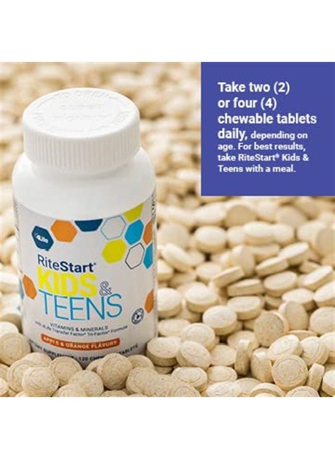 4life - RiteStart Kids & Teens - Apple and Orange Flavors - 22 Essential Vitamins and Minerals - Ages 2 and Up - Immune System Support Transfer Factor - Brain Support - 120 Chewable Tablets - Image 1