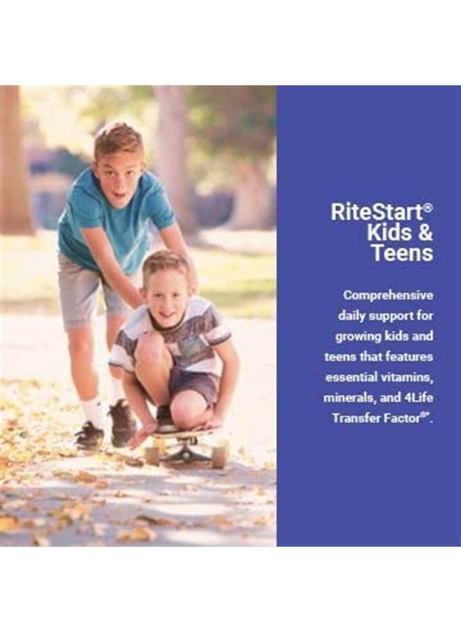 4life - RiteStart Kids & Teens - Apple and Orange Flavors - 22 Essential Vitamins and Minerals - Ages 2 and Up - Immune System Support Transfer Factor - Brain Support - 120 Chewable Tablets - Image 1