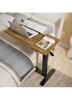 WISFOR Overbed Table with Hidden Wheels Swivel Tablelop Extra Large Medical Bedside Table 80×40cm Adjustable C-Shaped Snack Table Mobile Sofa Side Table Rolling Laptop Desk for Home and Hospital Use  - Image 5
