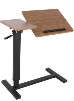 WISFOR Overbed Table with Hidden Wheels Swivel Tablelop Extra Large Medical Bedside Table 80×40cm Adjustable C-Shaped Snack Table Mobile Sofa Side Table Rolling Laptop Desk for Home and Hospital Use  - Image 1