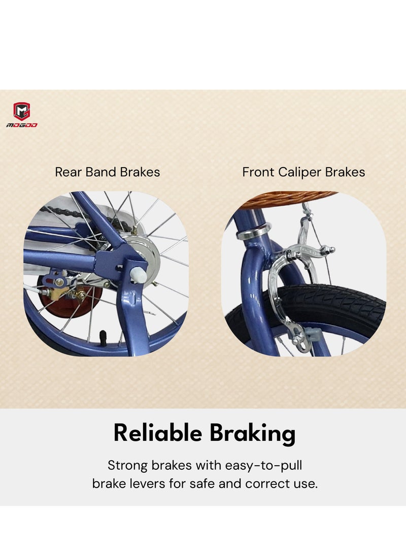 MOGOO - Retro Kids Bike 16 Inch - Blue - Image 4