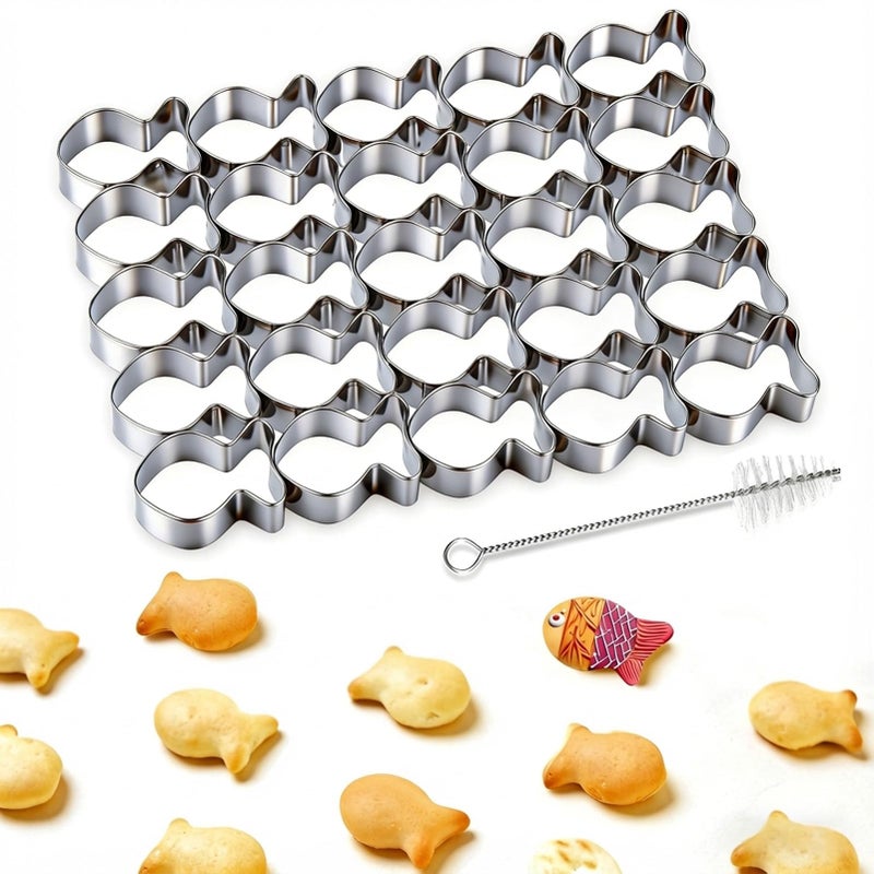 AIERSA Gold Fish Cracker Cutter,25 Cavity Fish Cookie Cutter,Mini Gold Fish Shapes Molds for Cookie,Non-stick Dough, Stainless Steels Cookie Cutters Mold for Baking - Image 1