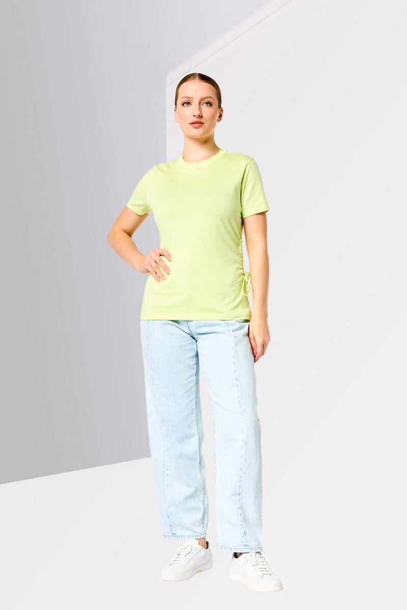 Karl Lagerfeld Women Crew Neck Short Sleeve Plain T-Shirt, Lime Green - Image 2