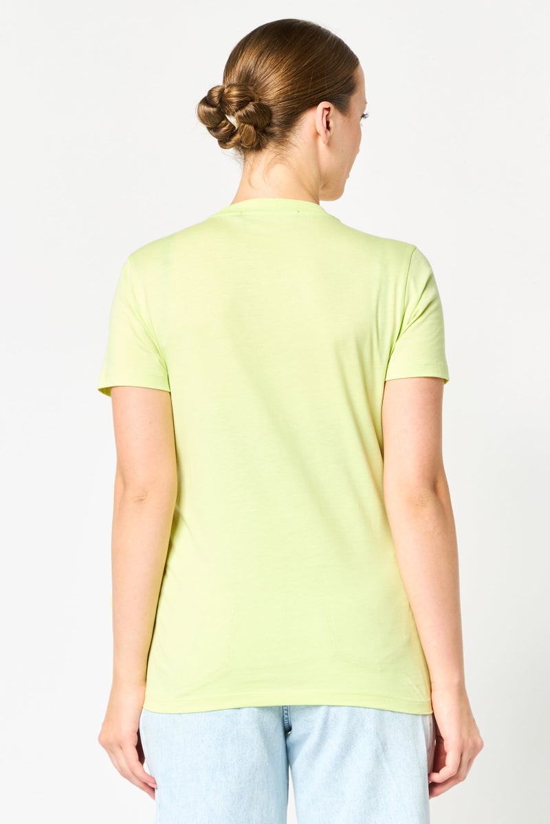 Karl Lagerfeld Women Crew Neck Short Sleeve Plain T-Shirt, Lime Green - Image 4