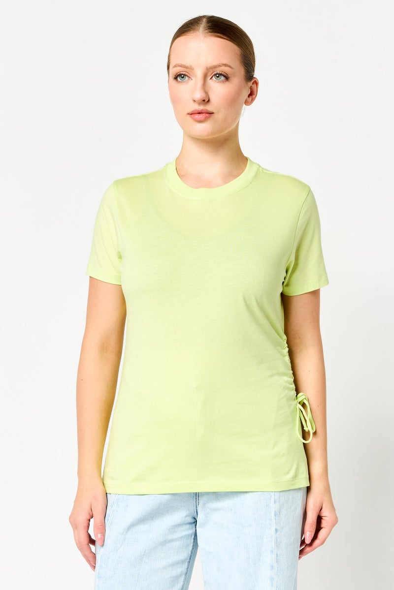 Karl Lagerfeld Women Crew Neck Short Sleeve Plain T-Shirt, Lime Green - Image 1