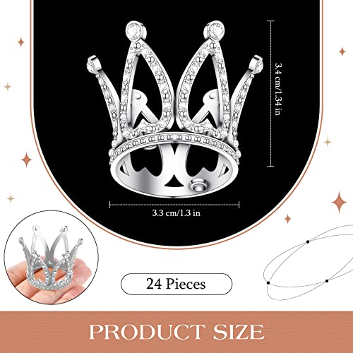 Yulejo 24 Pcs Crown Cake Topper Mini Baby Crown Tiny Queen Small Alloy Crystal Princess Headpiece Cake Decoration for Women Lady Girl Bridal Wedding Royal Themed Baby Shower Birthday PartySilver - Image 5