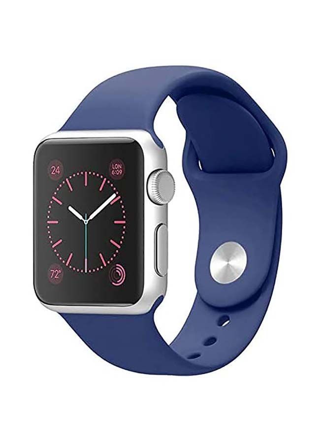 Silicone Sport Replacement Band For Apple Watch All Series 5/6/7 42/44/45mm Dark Blue - Image 1