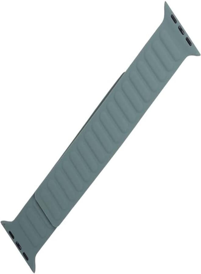 Generic Silicon waterproof wide magnatic watch replacement strap compatible for watch 42mm, 44mm or 45mm - mint green brown