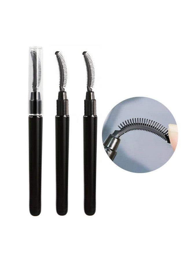 BYVUTE Eyelash Comb Lashes Brush Separator Mascara Brush Eyelashes Definer Lash Separating Cosmetic Tool Silicone Comb With Dust Cover 3 Pcs Black (3 Black) - Image 1