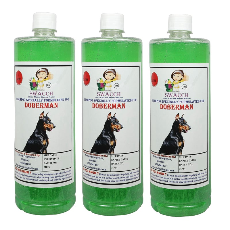 Swacch Shampoo Specially Formulated for Doberman (1 Litre) (Pack of 3) Neem Alovera - Image 1