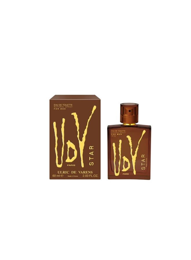 Ulric De Varens عطر أولريك دي فارينز ستار للرجال - ساحر، فاتن، وفاخر - فريد بشكل رائع، خشبي، ونوتات من مزيج جوزي، حار، أناناس، وكوكتيل فاخر - مثالي للذات - Image 1