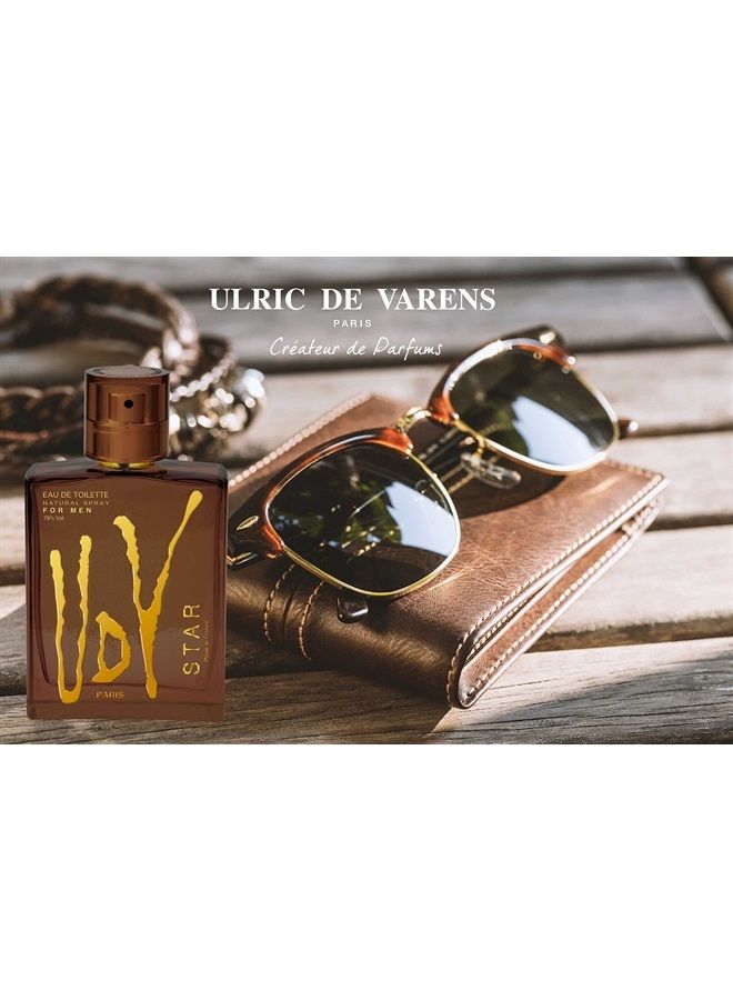 Ulric De Varens عطر أولريك دي فارينز ستار للرجال - ساحر، فاتن، وفاخر - فريد بشكل رائع، خشبي، ونوتات من مزيج جوزي، حار، أناناس، وكوكتيل فاخر - مثالي للذات - Image 2