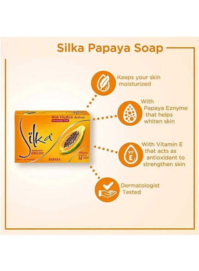 Silka Papaya With VitaRich Actives Whitening Soap 2 Piece x135g  - Image 2