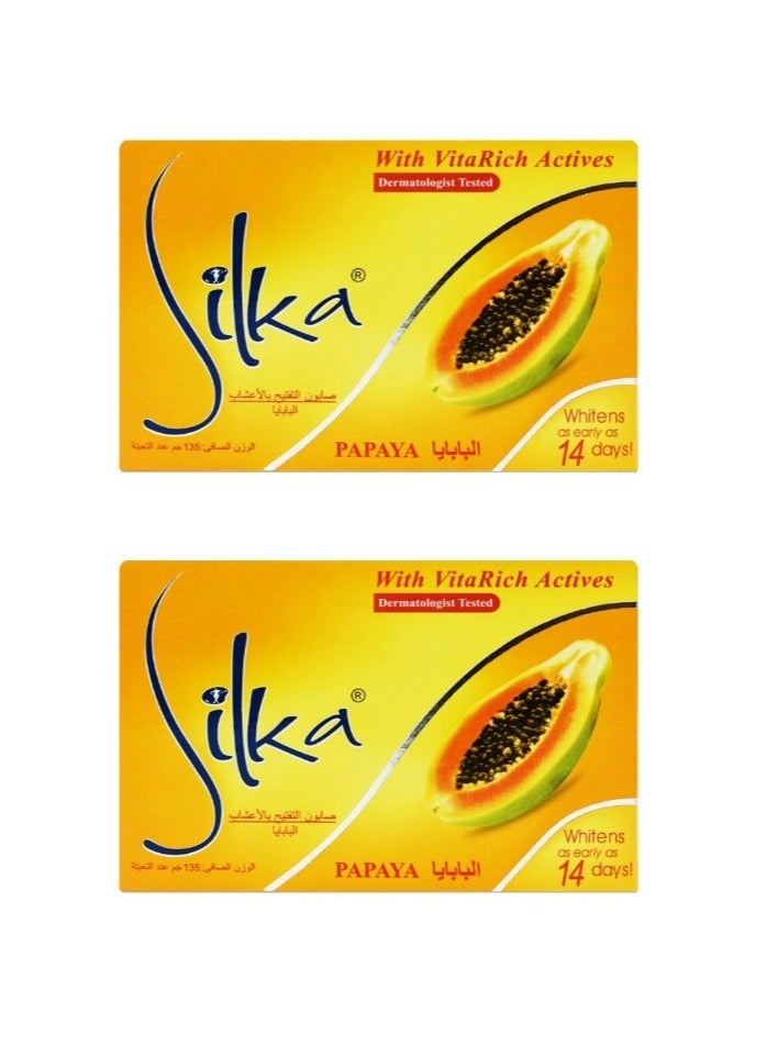 Silka Papaya With VitaRich Actives Whitening Soap 2 Piece x135g  - Image 1