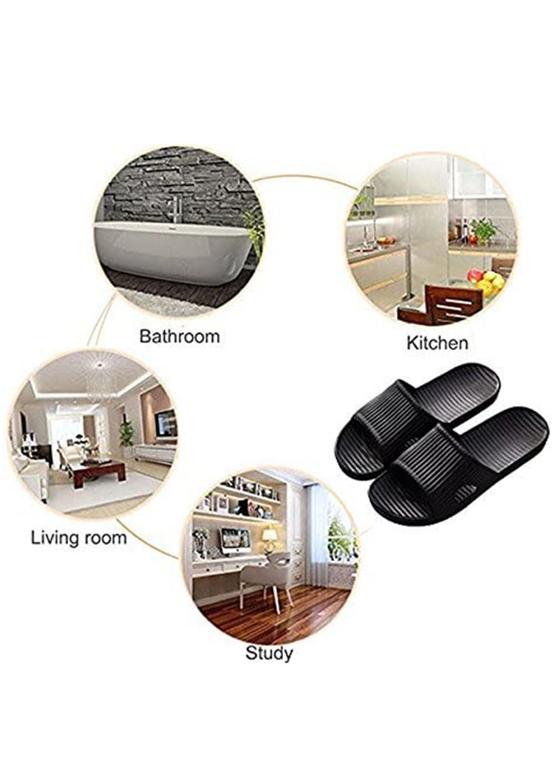 HomarKet Non-Slip Lightweight Shower Slippers For Home Indoor Black  - Image 3