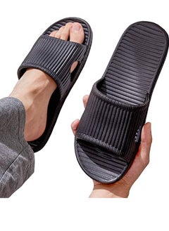 HomarKet Non-Slip Lightweight Shower Slippers For Home Indoor Black  - Image 2