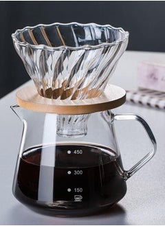 Aideli V60 Coffee Maker 600ml Glass Drip Coffee Pot With Filter Portable Coffee Pot  - Image 2