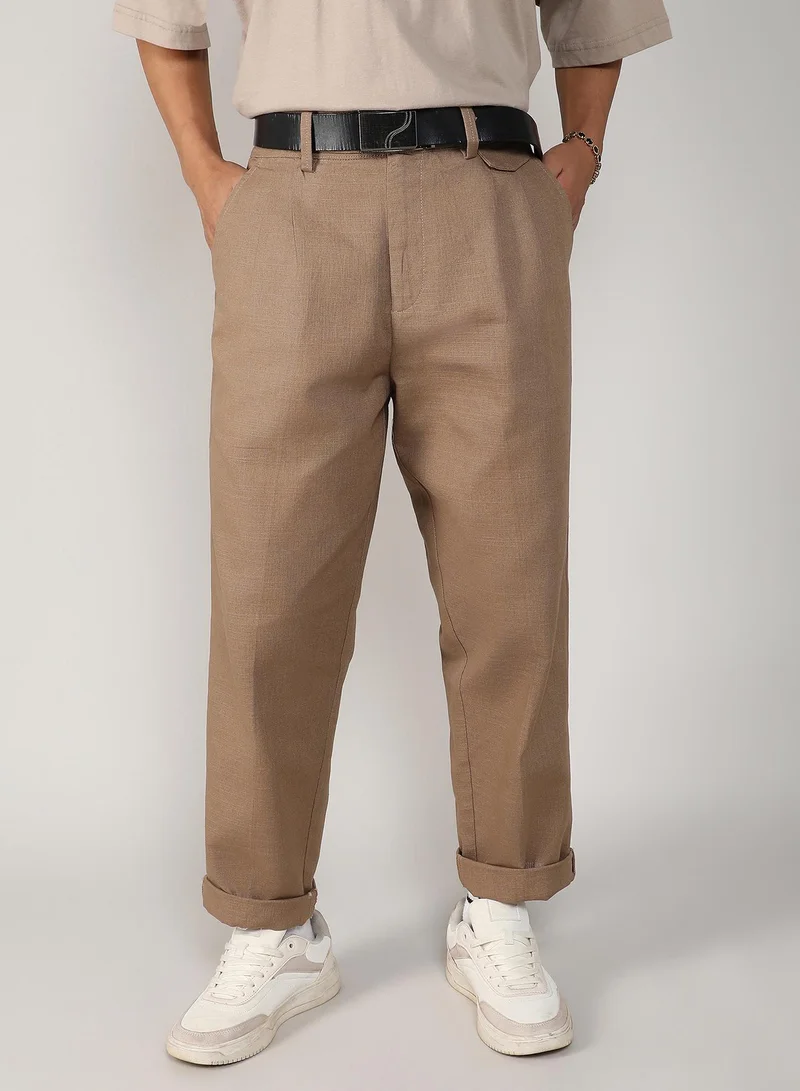 Campus Sutra Lightweight - Tailored Linen-Blend Trousers