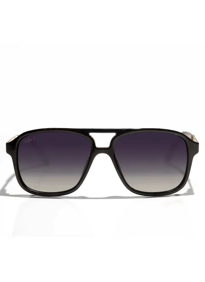 سيلفي Selfie Polarized Black Lense Shiny Black Frame Sunglasses, SE8223-C1