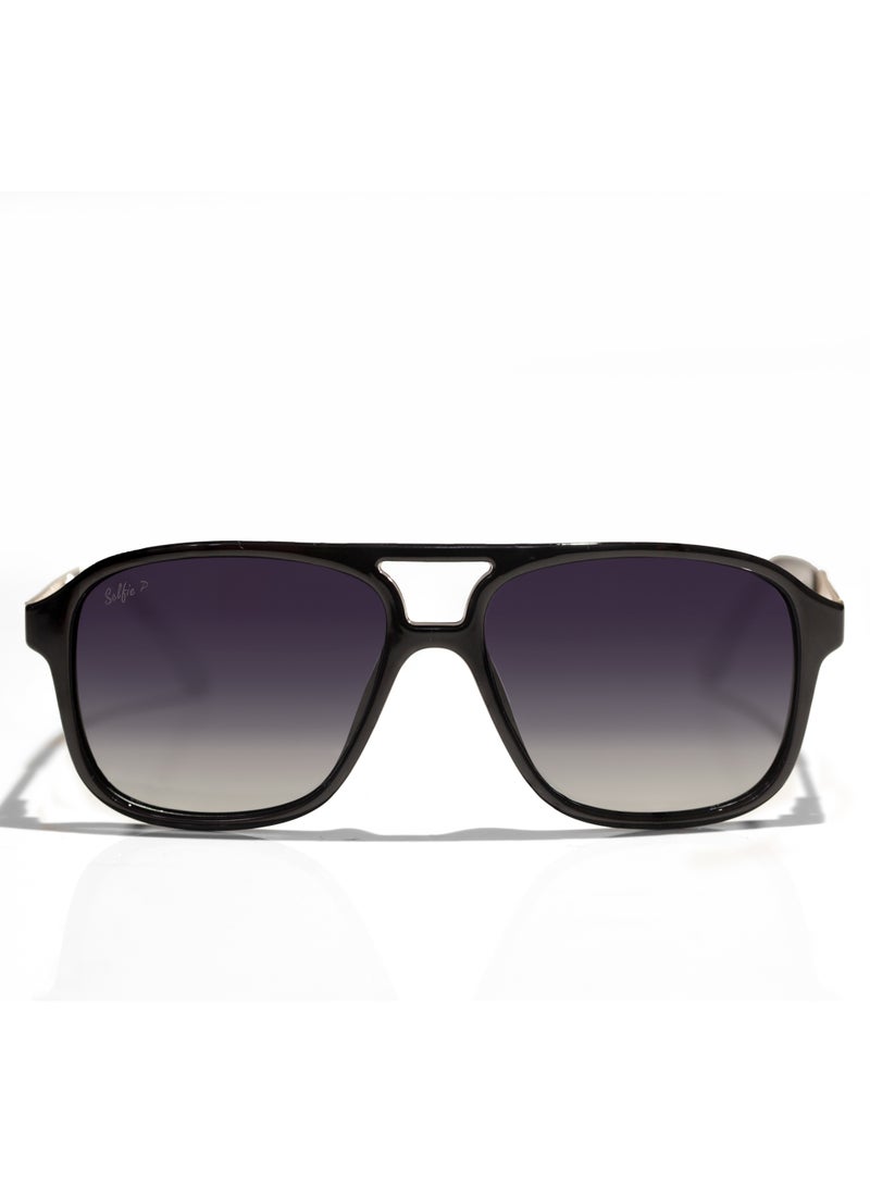 selfie Selfie Polarized Black Lense Shiny Black Frame Sunglasses, SE8223-C1  - Image 1