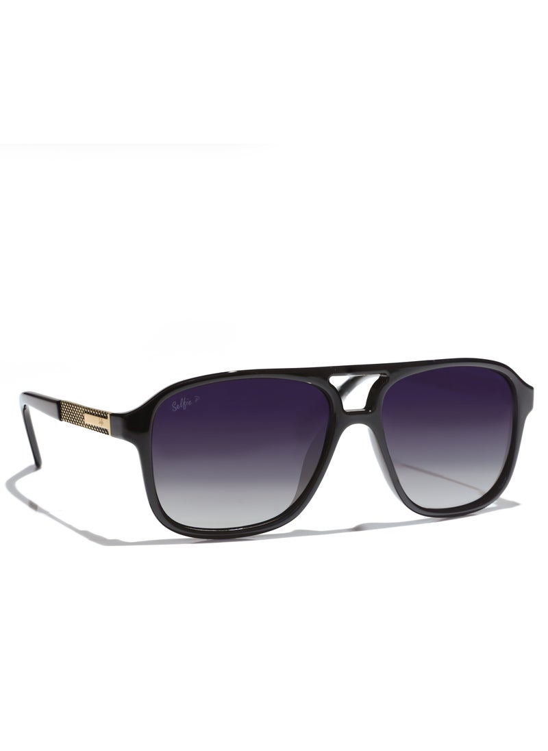 selfie Selfie Polarized Black Lense Shiny Black Frame Sunglasses, SE8223-C1  - Image 3