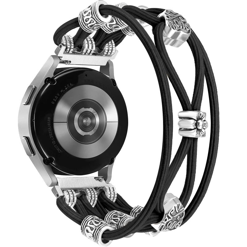 Newlibery Beaded Bracelet Compatible for Samsung Galaxy Watch 7/6/5/4/Active 2 40mm 44mm, 6 Classic 43mm 47mm, 5 Pro 45mm/Watch 4 Classic 42mm 46mm, 20mm Boho Stretchy Strap for Women - Image 1