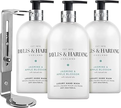 Baylis & Harding بايليس هاردينغ غسول يدين ياسمين وزهرة التفاح حزمة الأعمال 1 × حامل حائط 3 × 500 مل زجاجات صديقة للنباتيين - Image 1