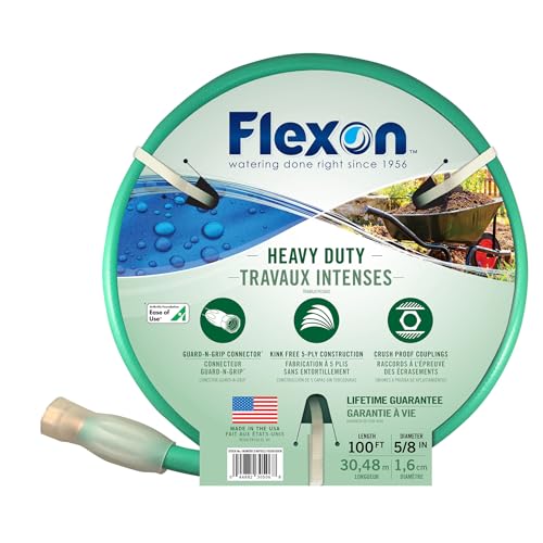 Flexon FXG58100 5/8-Inch x 100-Foot Heavy Duty 5-Ply Forever Garden Hose, Green - Image 1