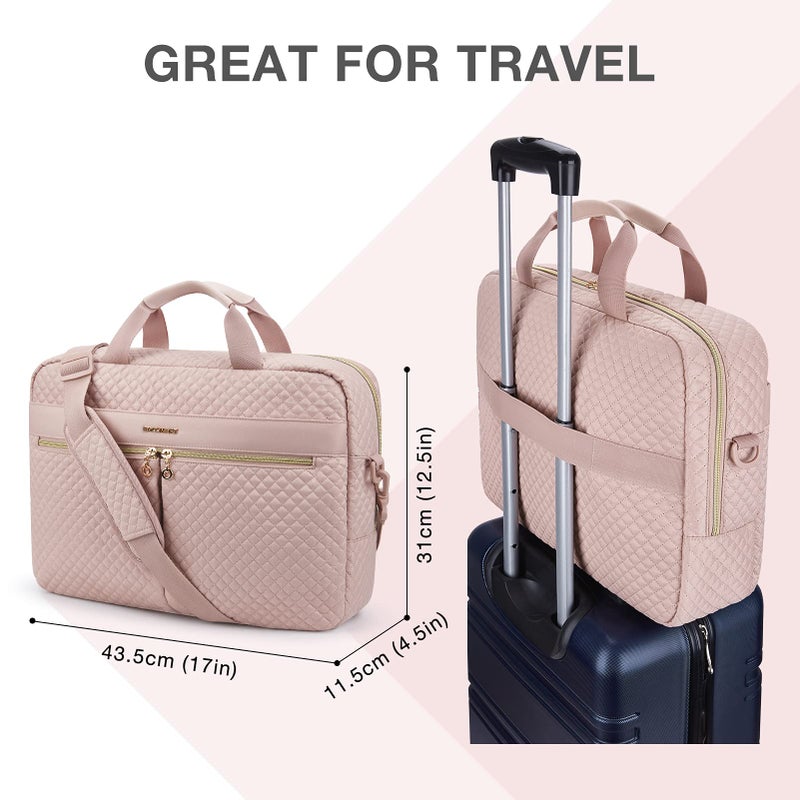 BAGSMART BAGSMART Laptop Bag, 15.6/17.3 Inch Briefcase for Women Large Laptop Case Computer Bag Office Travel Business, Pink  - Image 5