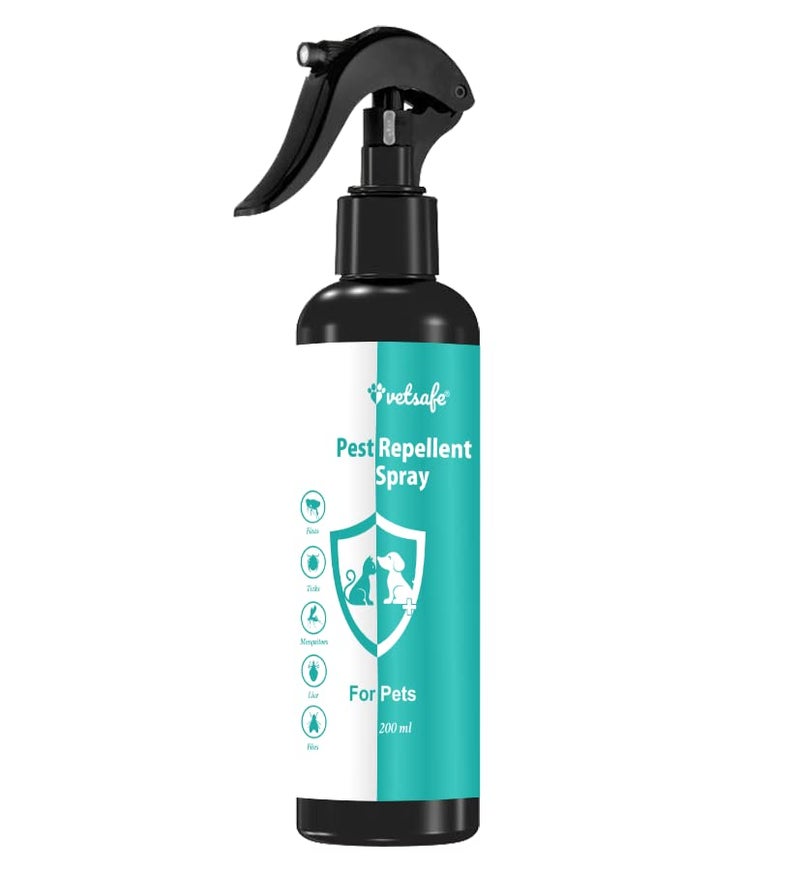 VetSafe Pet Pest Repellent Spray 200 ml | Flea & Tick Protection | Mosquito Repellent for Dogs & Cats - Image 1