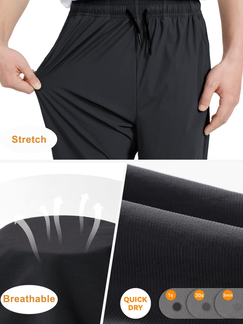 CAMLAKEE Boys' Mesh Athletic Sweatpants Kids Lightweight Joggers Quick Dry Active Running Pants Black 12-13 Years - Image 5