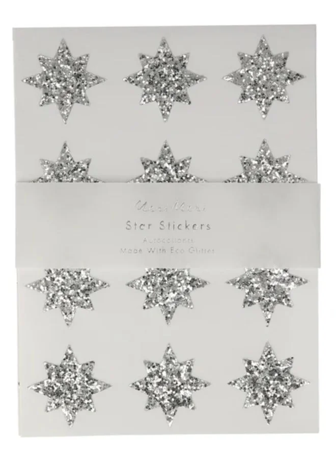 Meri Meri Silver Eco Glitter Star Stickers