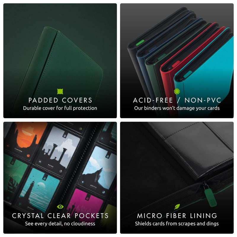 Vault X 12 XL Pocket Trading Card Zip Binder, 624 Cards, Premium Exo-Tec Album Material, 26 Side-Loading Pages, Folder for Collectible Card Games, Sports, TCG (Green) - Image 5