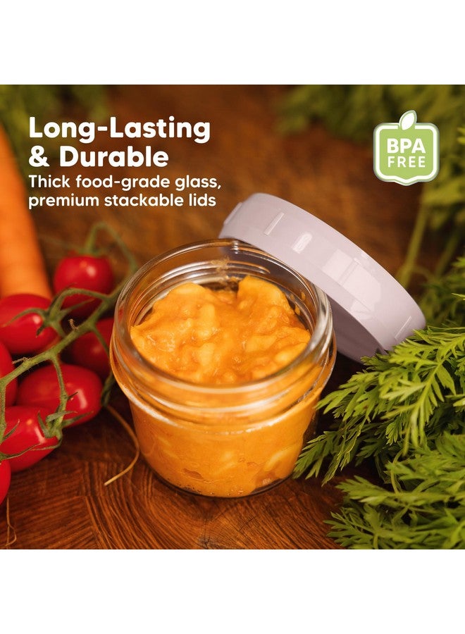 KeaBabies 12pk 4oz Glass Baby Food Containers with Lids - Leak-Proof, Microwavable Small Glass Jars, Baby Purees & Toddler Snack Storage Containers, BPA-Free, Dishwasher & Freezer Safe (Musk Dusk) - Image 4