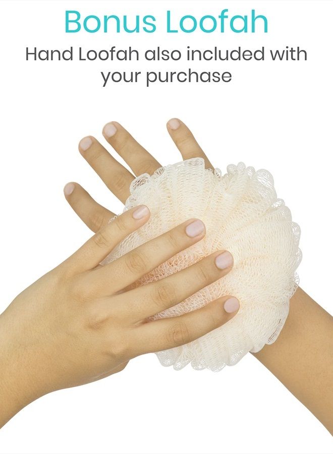 VIVE Loofah Sponge Back Scrubber - Men & Women Long Handled Exfoliating Bath & Shower Body Brush - Handheld Luffa Pouf on a Stick for Body, Face Washing - Spa Wash Lufa - Image 5