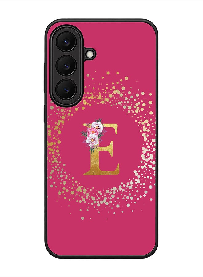 Stylizedd Rugged Case for Samsung Galaxy S26 FE- Slim Fit Hybrid Rubber Cover Floral Monogram - E (Deep Pink)