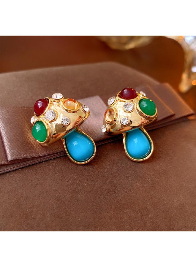 Medieval Vintage Personalized Round Earrings Fashion Court Style Earrings Light Luxury High-end Earrings Custom 