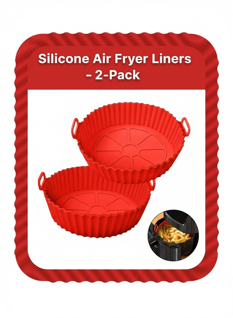 يوكانبي بطانات سيليكون لقلاية الهواء – عبوتان غير لاصقتين قابلة لإعادة الاستخدام | مقاومة للحرارة بديل آمن لورق الخَبز | ملحقات لقلاية الهواء والفرن آمنة للطعام - Image 1