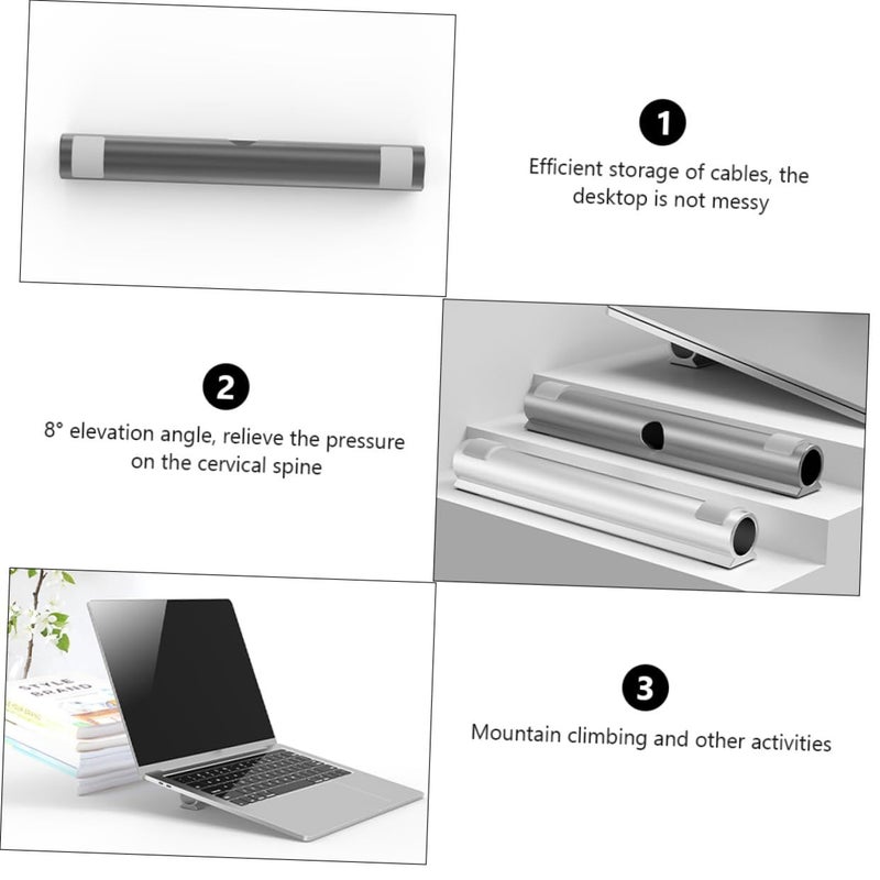 Ergonomic Laptop Cooling Rack Adjustable Hollow Aluminum Notebook Holder Portable Stand Gray - Image 5