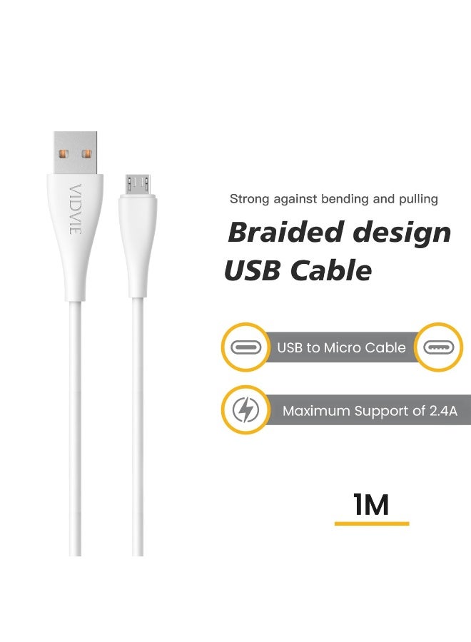 فيدفي كابل مايكرو يو إس بي سريع الشحن من فيدفي CB427B/V، سلك مضفر مانع للتشابك بطول متر واحد، أقصى طاقة 2.4 أمبير لمزامنة ونقل البيانات للهواتف الذكية التي تعمل بنظام أندرويد، وباور بانك، والتابلت، وسماعات الأذن، ومكبرات الصوت، ومتين وسهل التركيب والتشغيل - Image 3