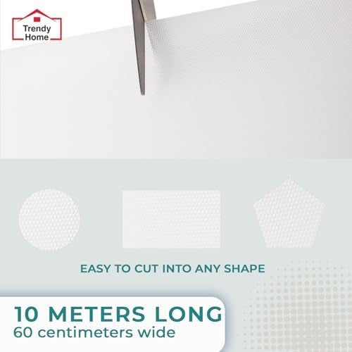 Senego by Trendy Home Anti-Slip Mat for Kitchen (60 cm x 10 m), Food Grade & Washable, Mat for Fridge, Shelves, Cupboards, EVA Shelf Liner Sheet for Drawers & Wardrobe (Diamond Texture, White) - Image 4