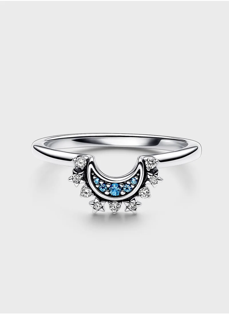 PANDORA Celestial Blue Sparkling Moon Ring
