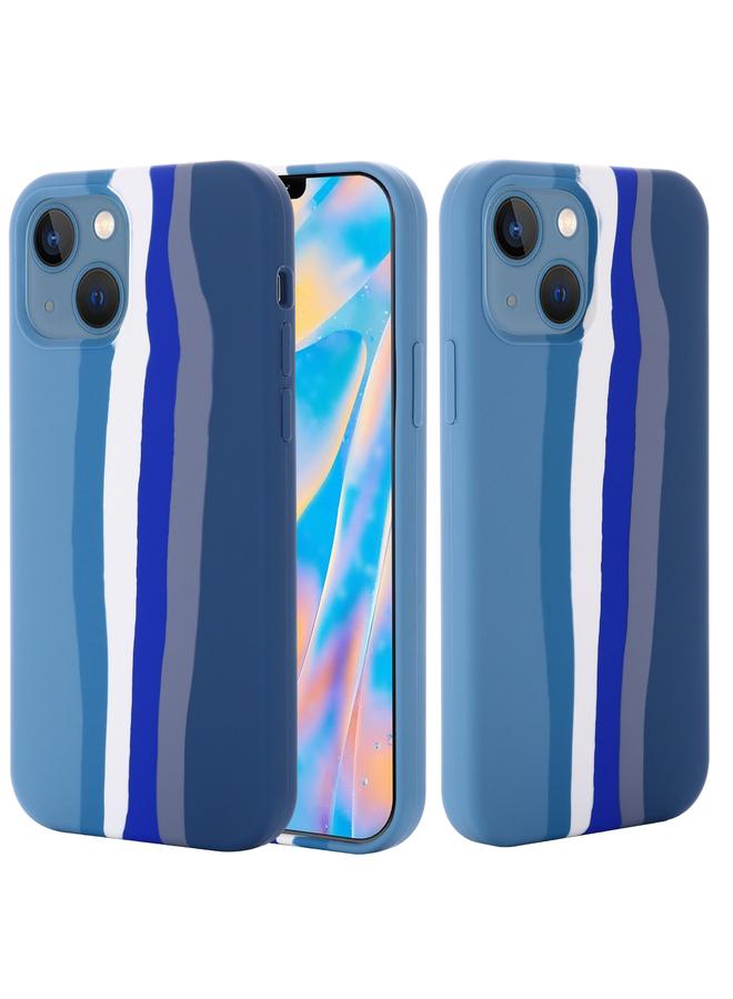 زبون جراب لهاتف iPhone 13 mini مصنوع من السيليكون السائل بألوان قوس قزح، مقاوم للصدمات، وتغطية كاملة - Image 1