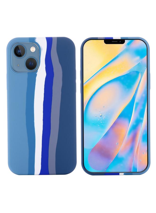 زبون جراب لهاتف iPhone 13 mini مصنوع من السيليكون السائل بألوان قوس قزح، مقاوم للصدمات، وتغطية كاملة - Image 2