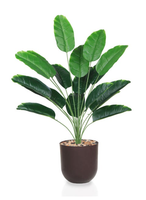 85 cm Artificial Banana Leaf Plant – 18 Green Leaves with a Realistic Design and Elegant Pot