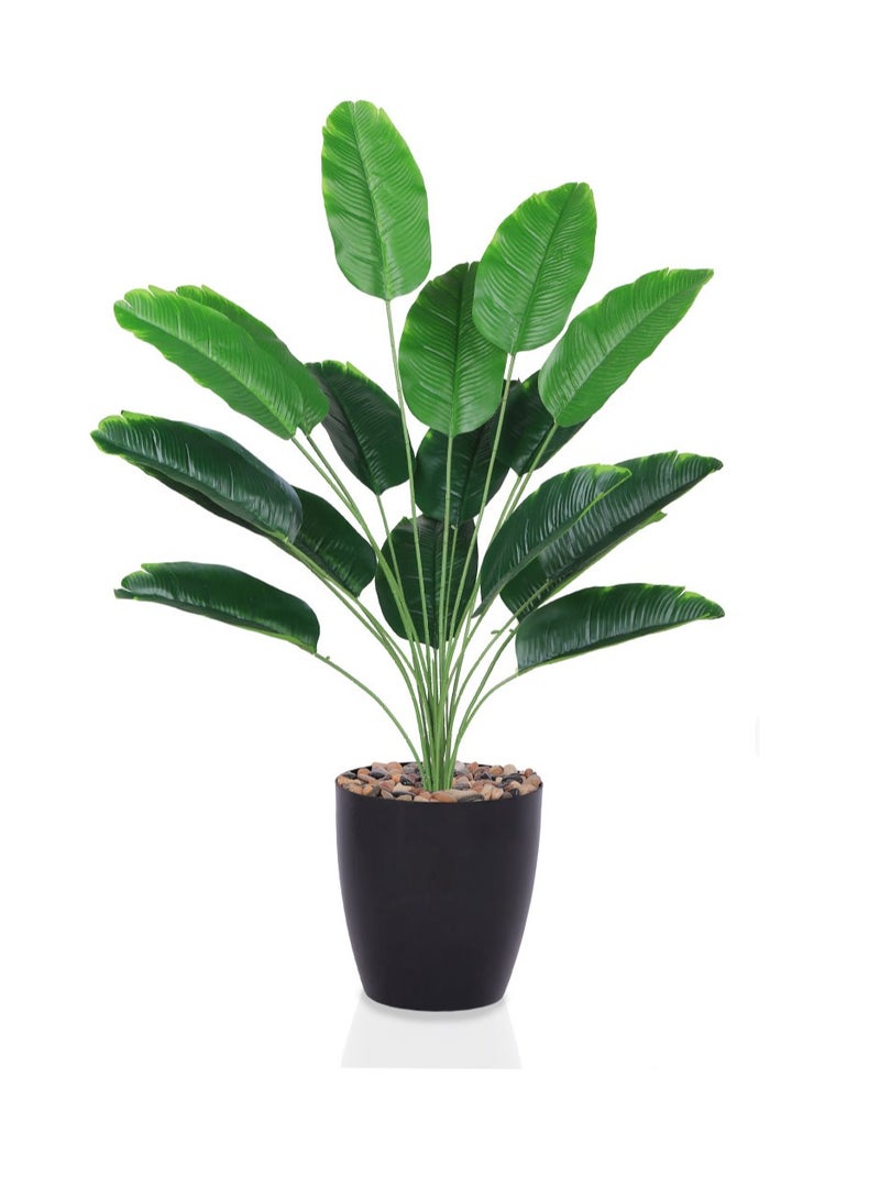 تالا شتلة ورق موز صناعية خضراء بـ18 ورقة في حوض بلاستيك بارتفاع 85 سم – ديكور أنيق يضفي لمسة طبيعية للمنزل والمكتب - Image 2