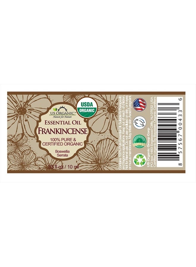 US Organic 100% Pure Frankincense Essential Oil, USDA Certified Organic, Steam Distilled, Boswellia serrata, Sourced from India, Topically or in Diffuser, Perfect for Aging Skin, All skin type (10 ml) - Image 2